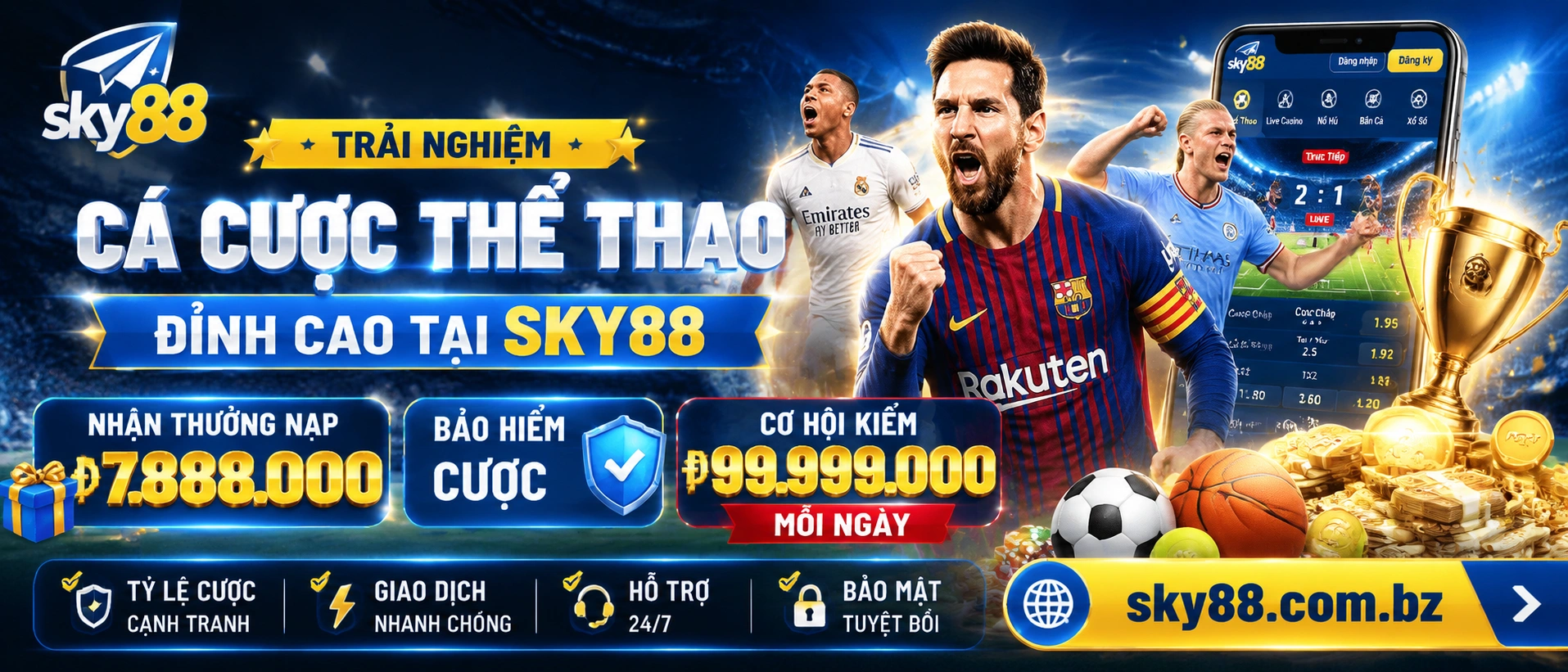 Liên hệ Sky88: Hỗ trợ casino, nổ hũ, bắn cá 13 sky88 sports banner 3